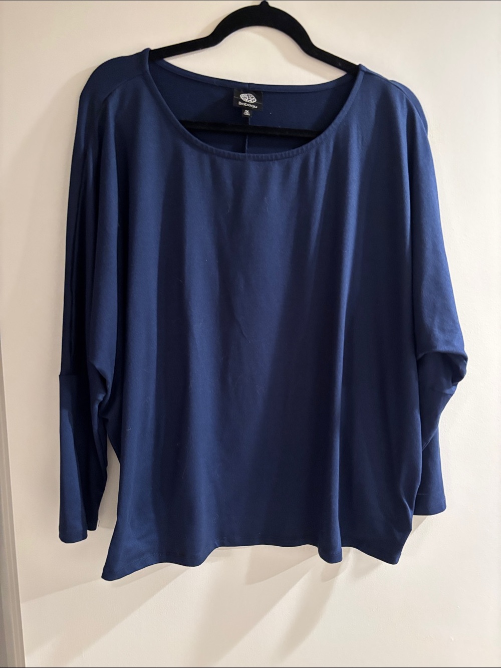 Bobeau Deep Navy Long-Sleeve Scoop Neck Tee